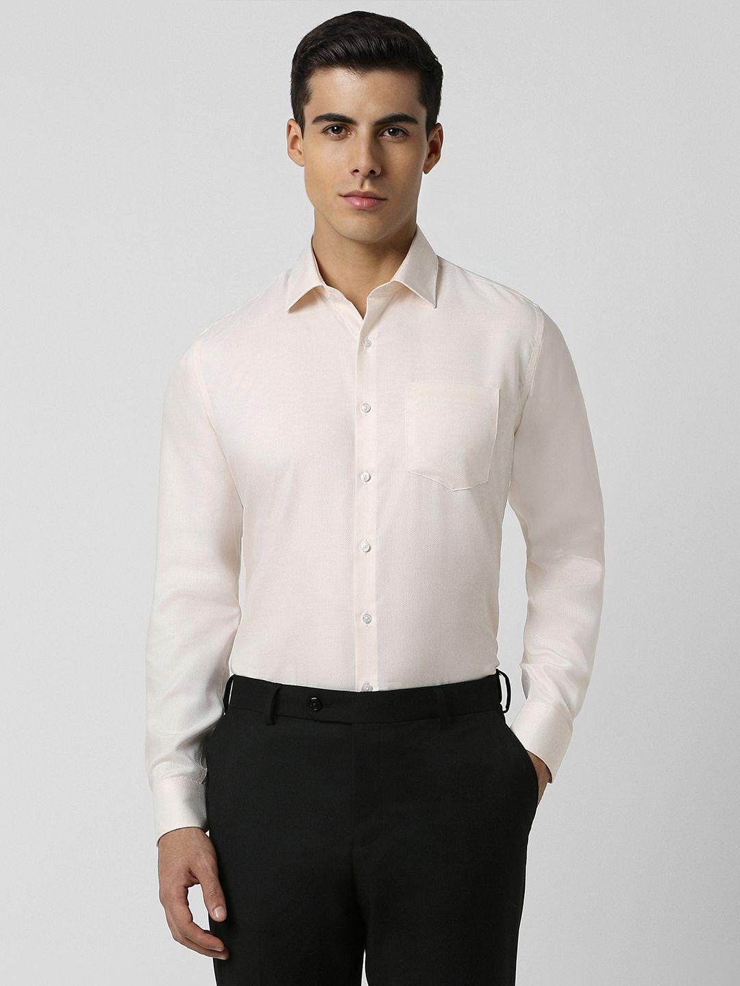 van heusen slim fit textured pure cotton formal shirt