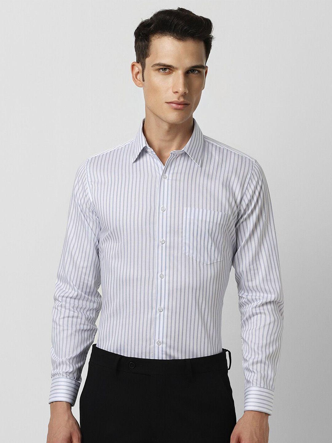 van heusen slim fit vertical striped pure cotton formal shirt