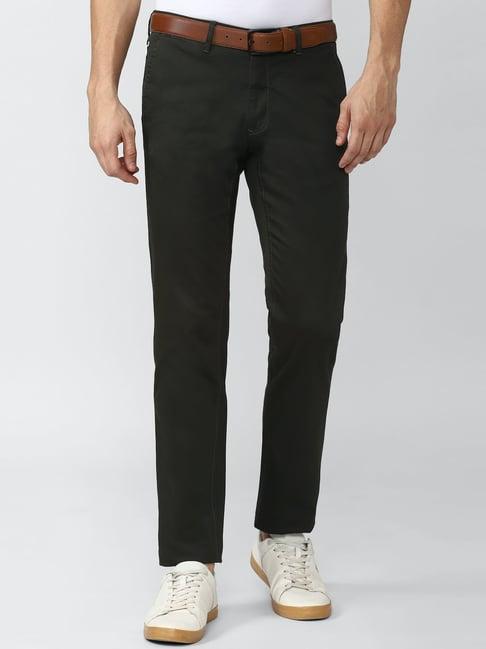 van heusen sport black cotton slim fit trousers