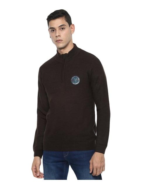 van heusen sport brown cotton regular fit sweater