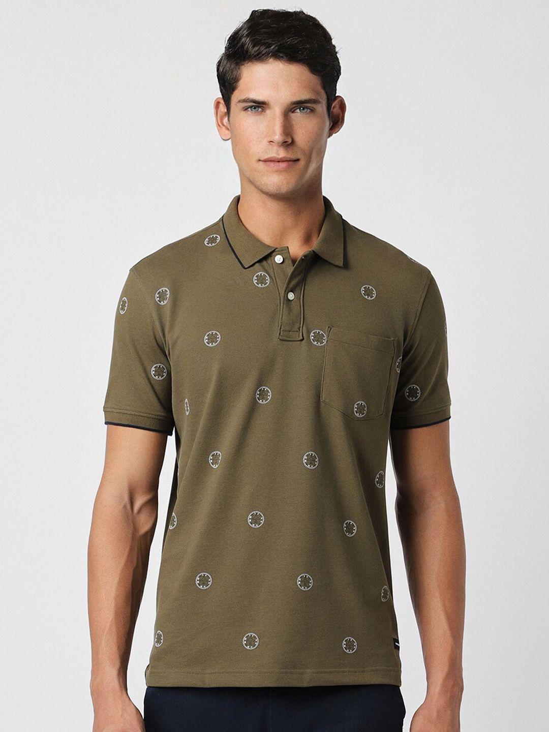 van heusen sport conversational printed polo collar pure cotton t-shirt