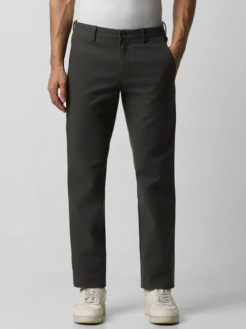 van heusen sport dark green slim fit trousers