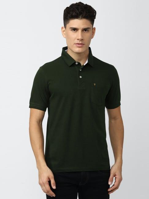 van heusen sport green cotton regular fit polo t-shirt