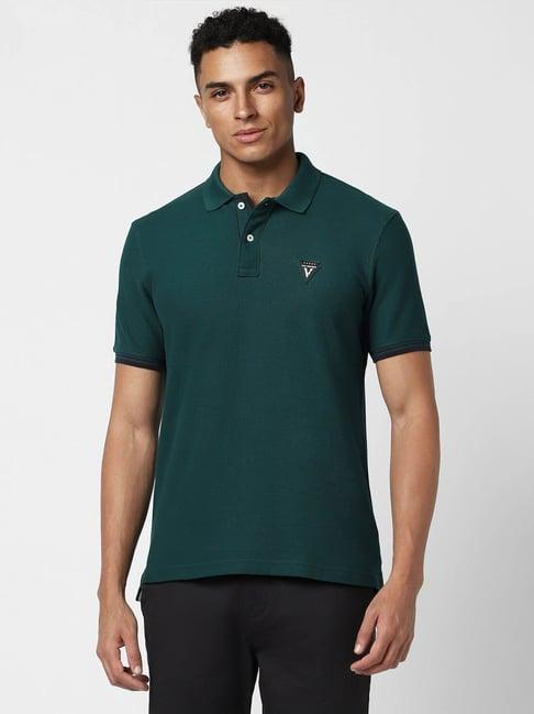 van heusen sport green cotton regular fit polo t-shirt