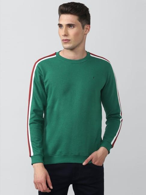 van heusen sport green regular fit striped sweatshirt