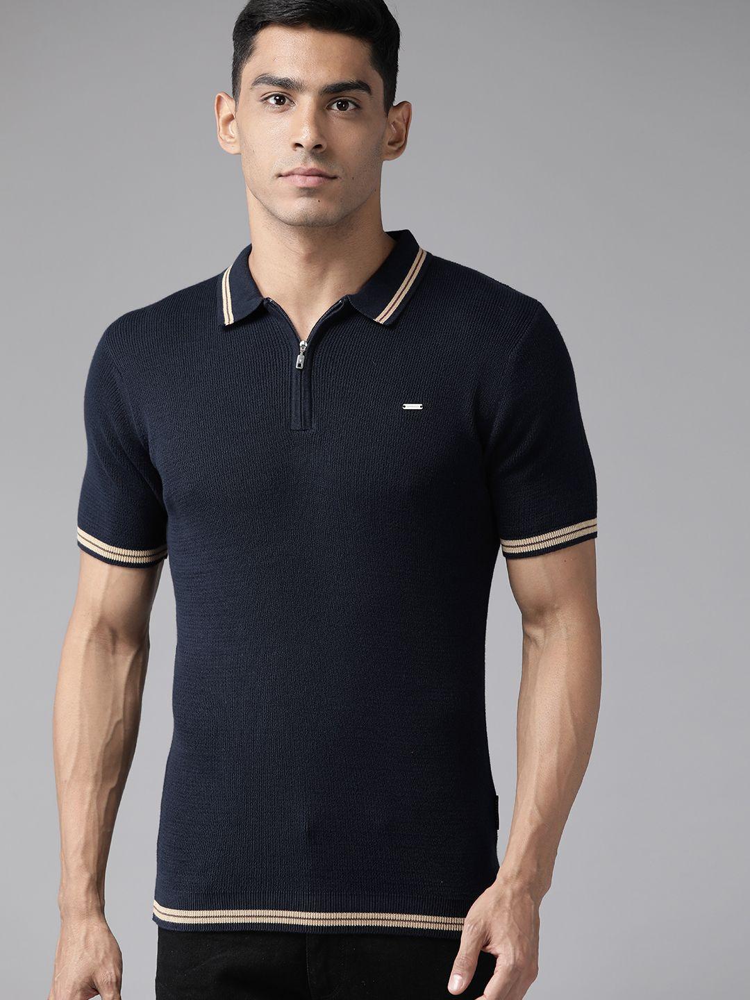 van heusen sport knitted polo collar pure cotton t-shirt