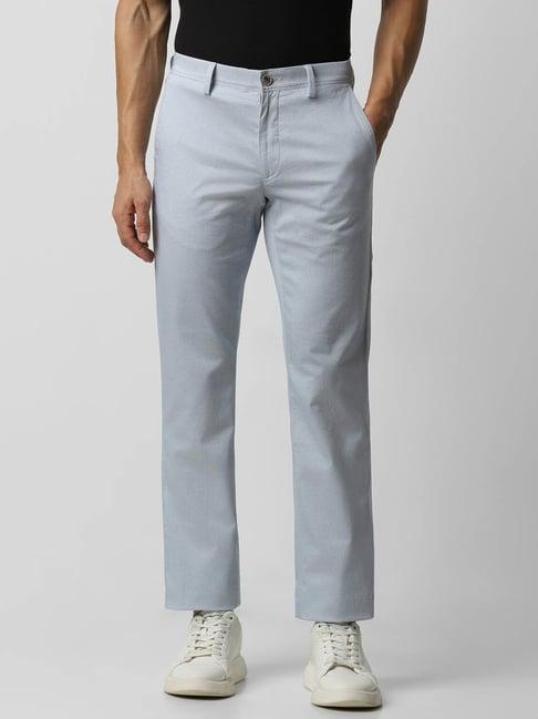 van heusen sport light blue slim fit texture trousers