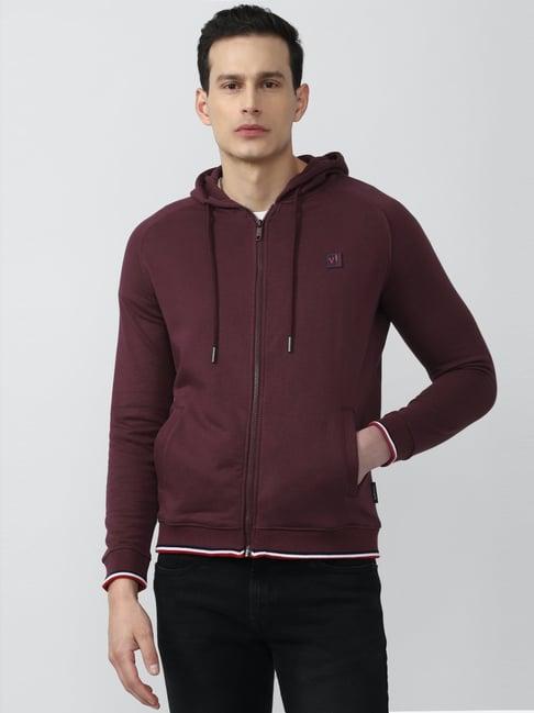 van heusen sport maroon regular fit hooded sweatshirt