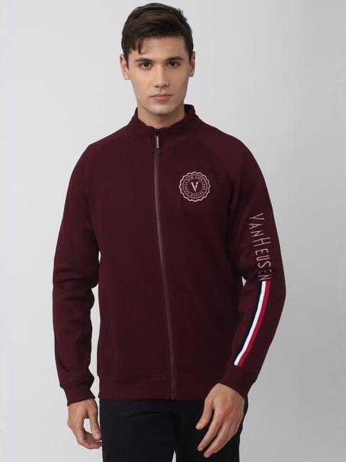 van heusen sport maroon regular fit printed sweatshirt