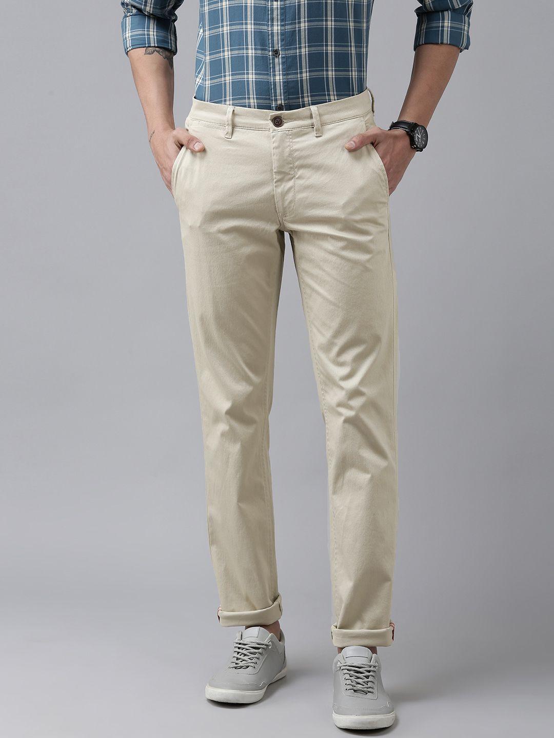 van heusen sport men beige slim fit chinos trousers