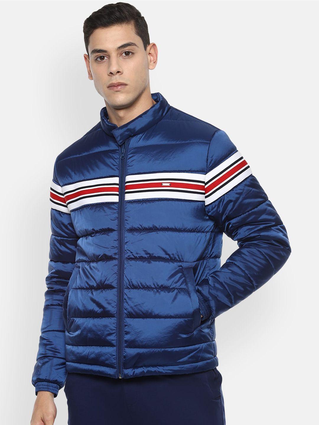 van heusen sport men blue red striped lightweight puffer jacket