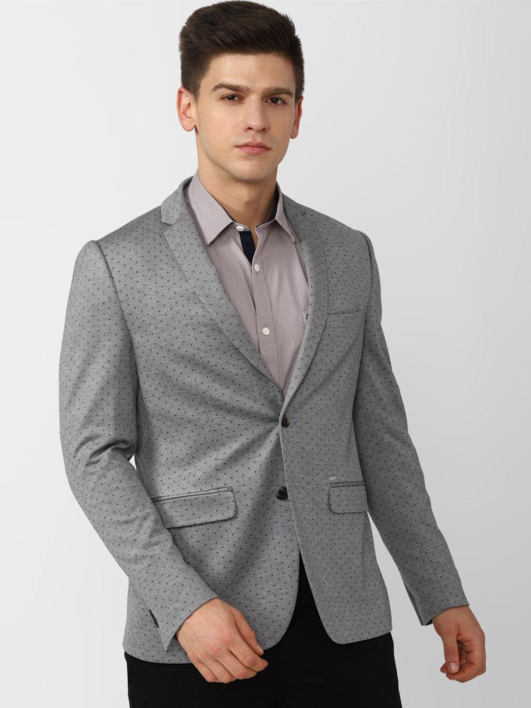 van heusen sport men grey printed single-breasted slim-fit formal blazer