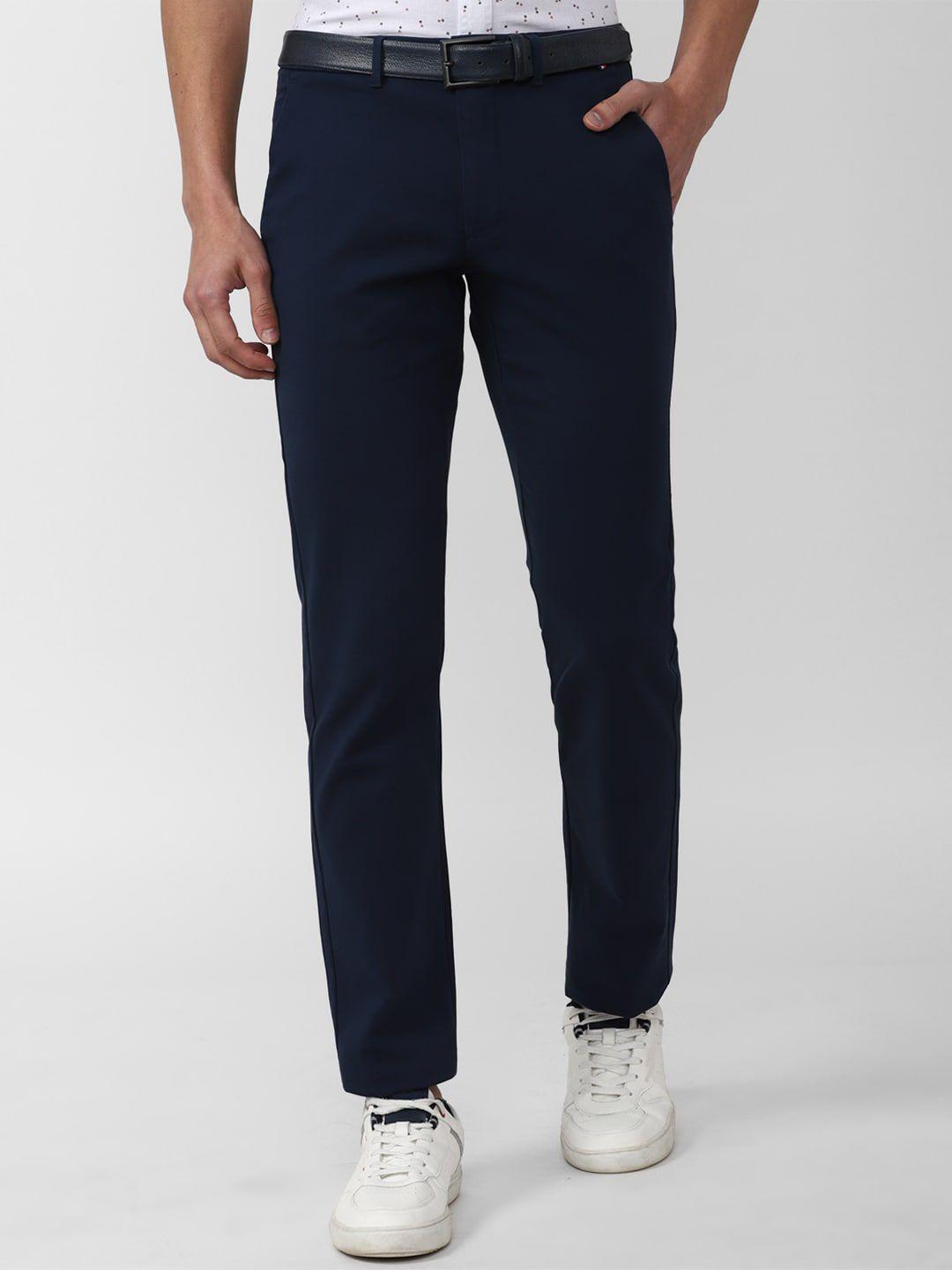 van heusen sport men navy blue slim fit trousers