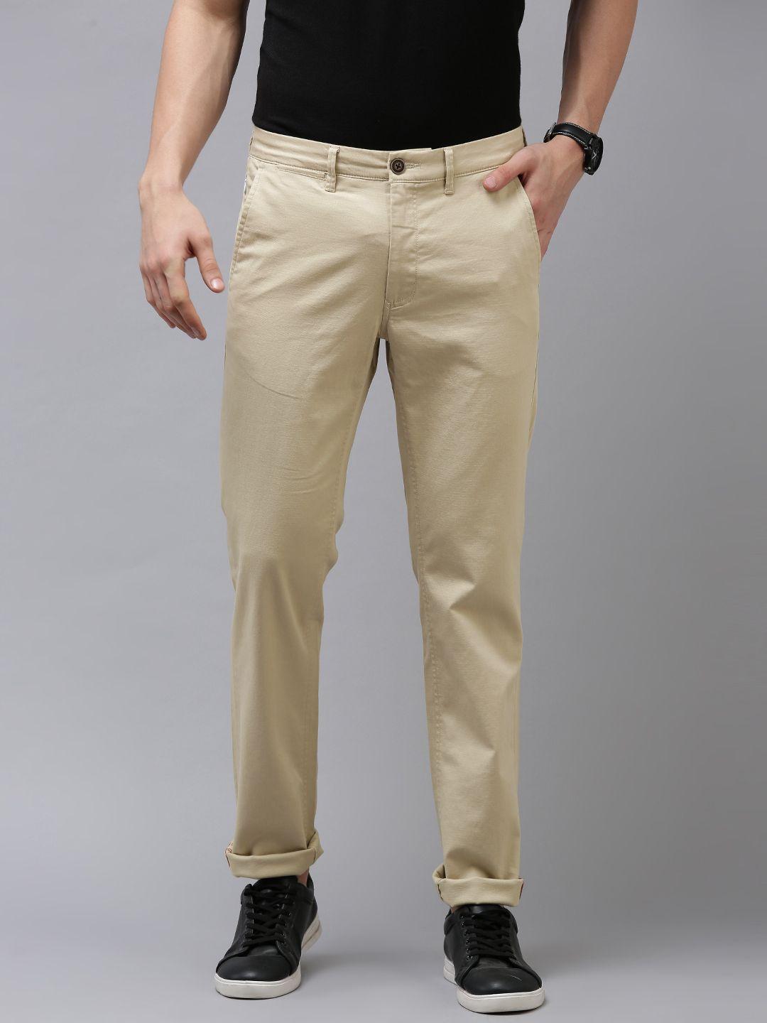 van heusen sport men nude-coloured slim fit chinos trousers