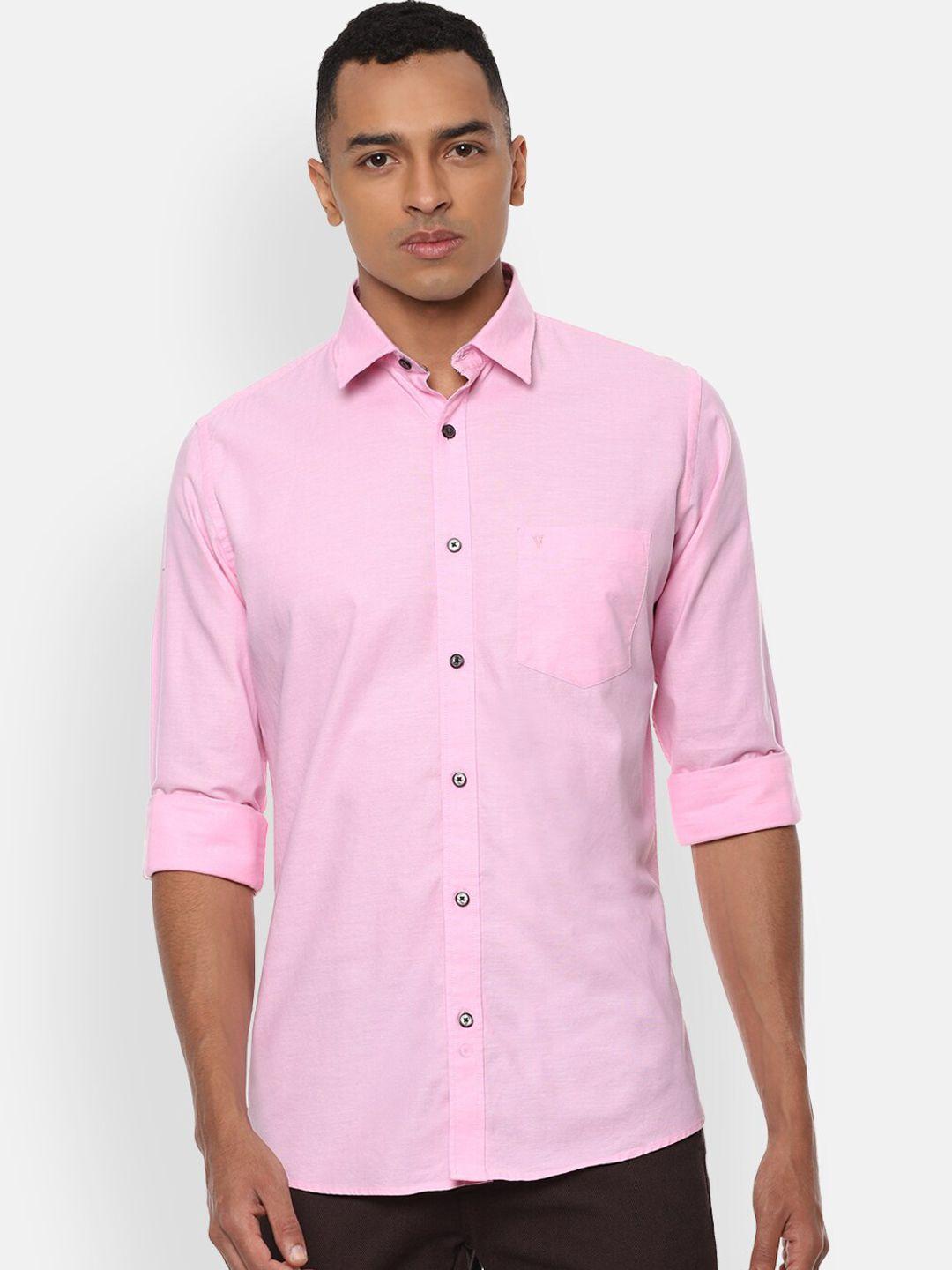 van heusen sport men pink slim fit solid casual shirt