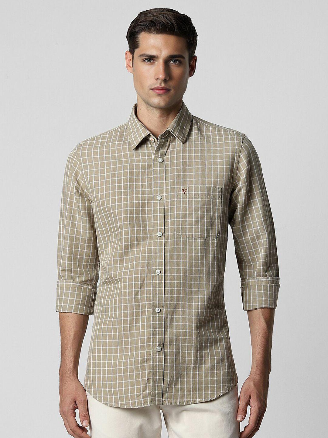 van heusen sport men slim fit opaque checked casual shirt