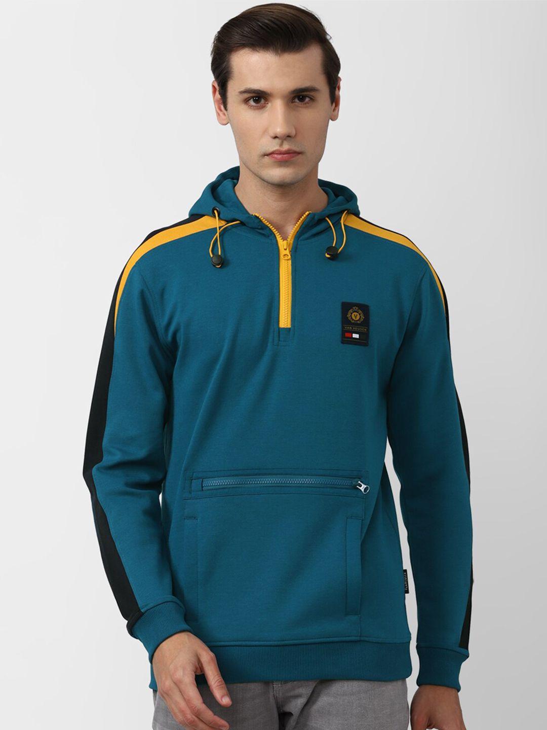 van heusen sport men teal blue hooded sweatshirt