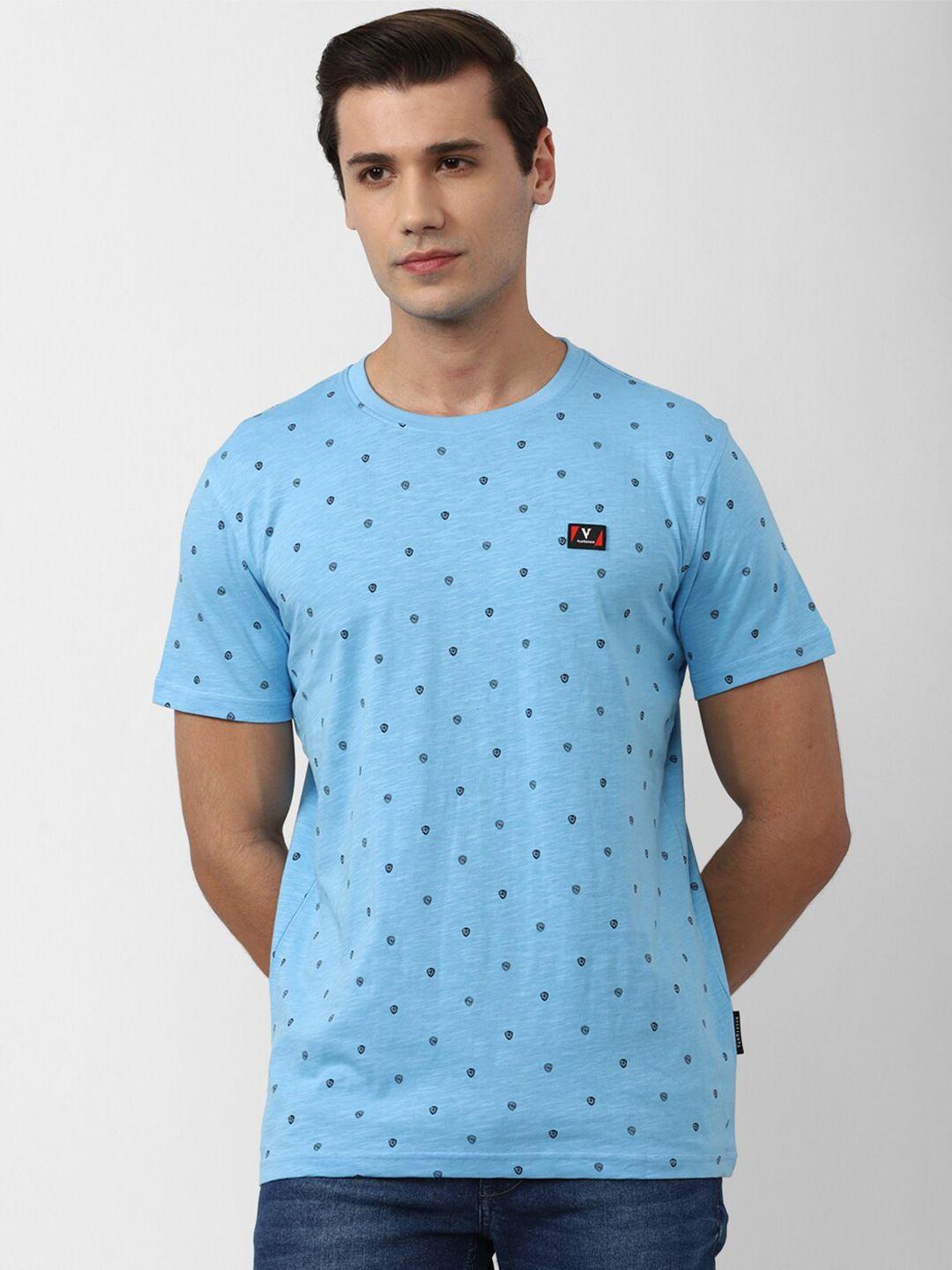 van heusen sport men turquoise blue printed cotton t-shirt