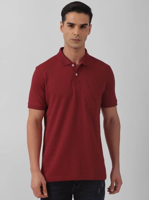 van heusen sport mid maroon regular fit polo t-shirt