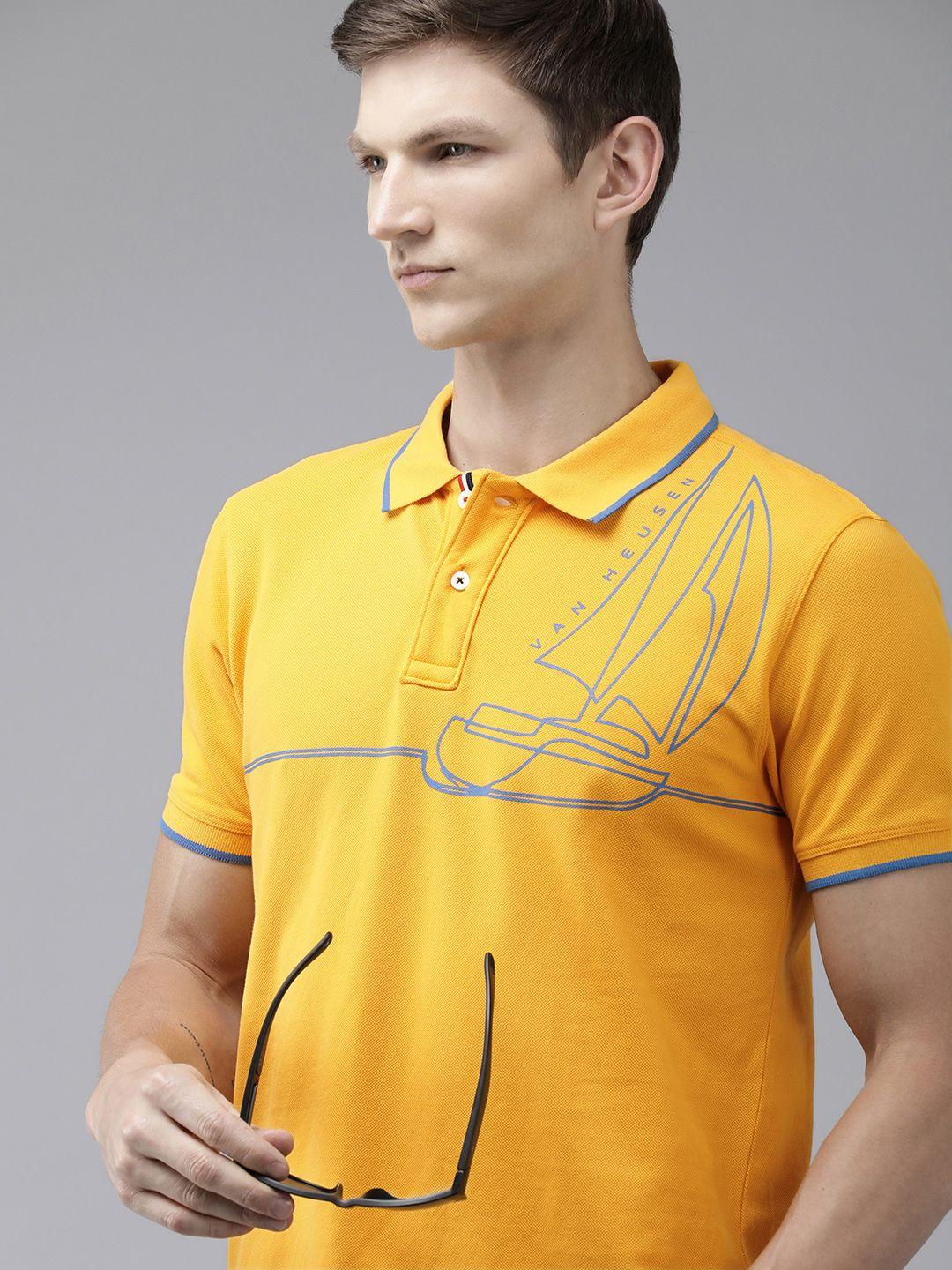 van heusen sport nautical printed polo collar pure cotton t-shirt