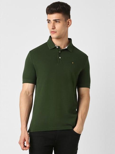 van heusen sport olive cotton regular fit polo t-shirt