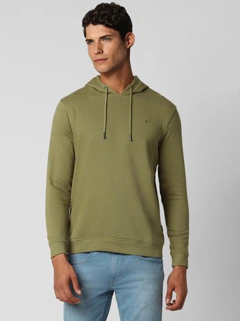 van heusen sport olive regular fit hooded sweatshirt