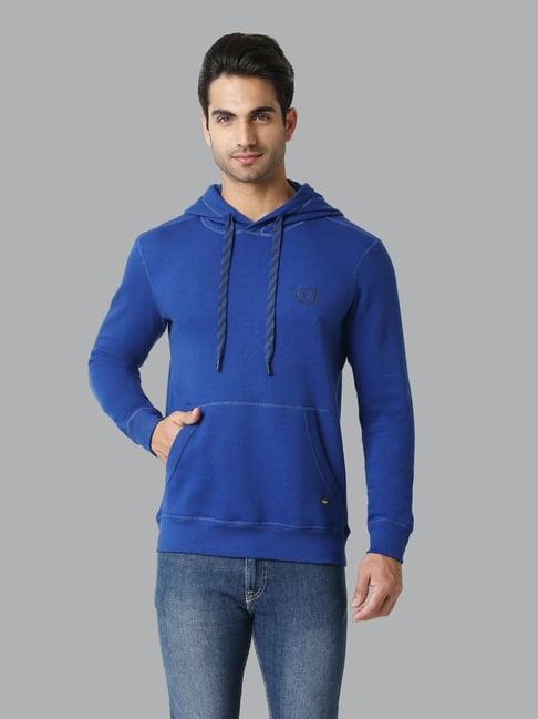 van heusen sport regular fit media pocket all weather solid hoodie - sodalite blue