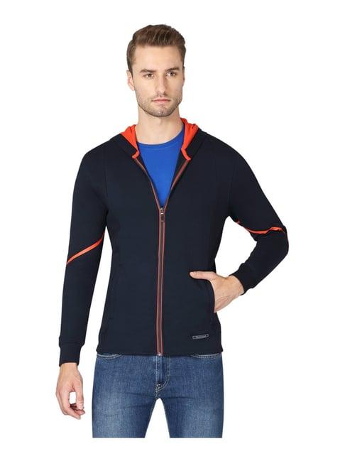 van heusen sport regular fit media pocket ultra soft solid hoodie - navy