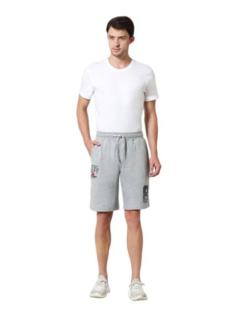 van heusen sport regular fit zipper pocket ultra soft printed knit shorts - grey melange