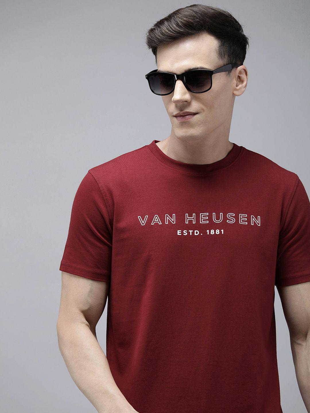van heusen sport round neck typography printed slim fit t-shirt