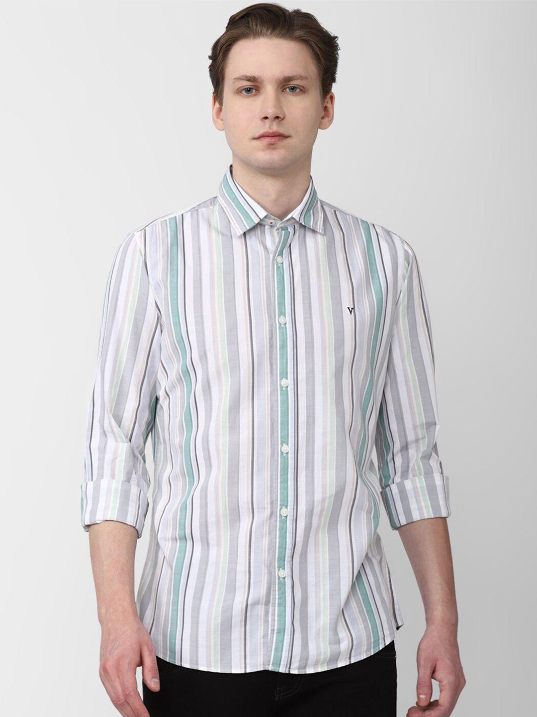 van heusen sport slim fit striped pure cotton casual shirt