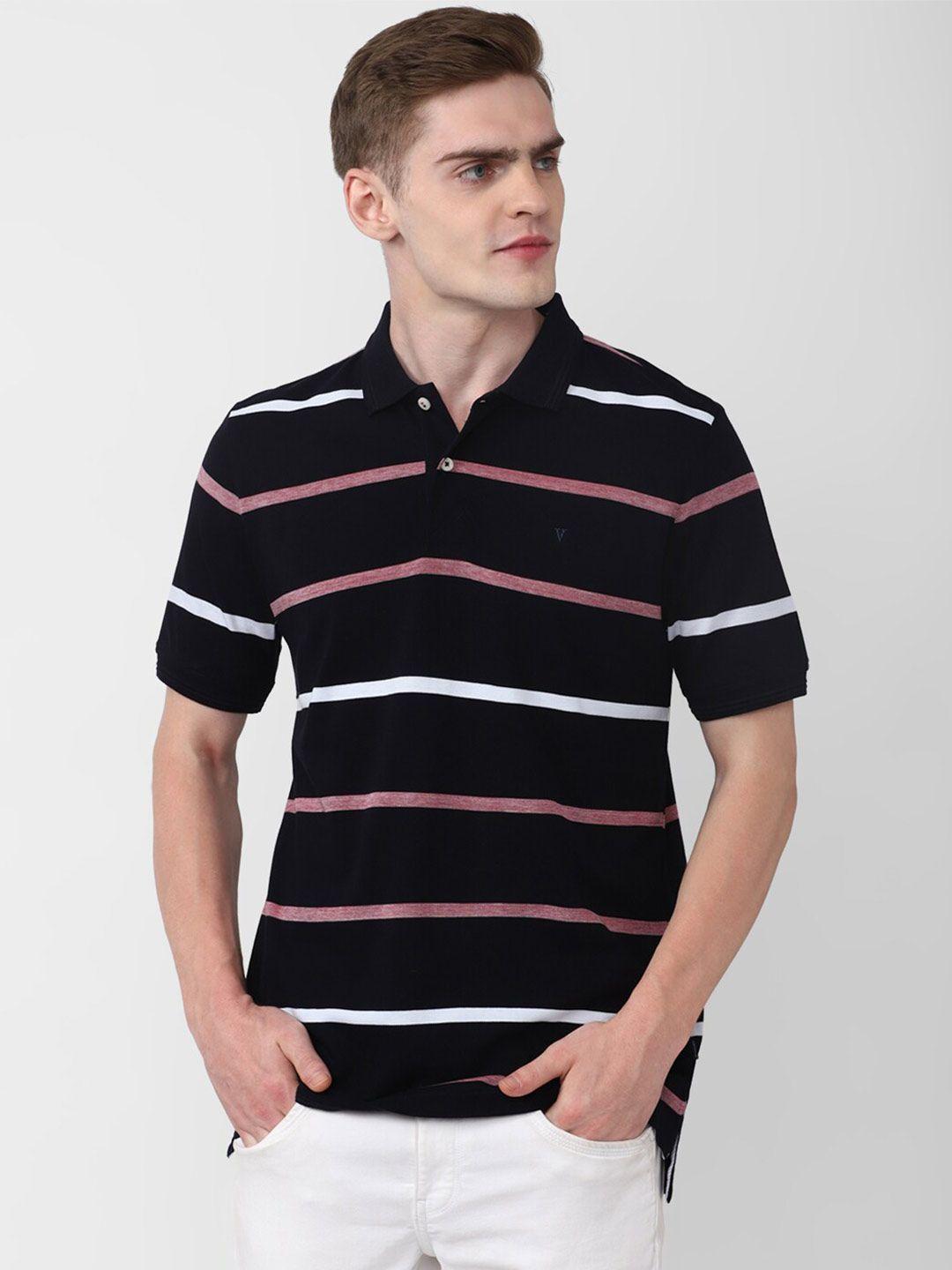 van heusen sport striped polo collar pure cotton t-shirt