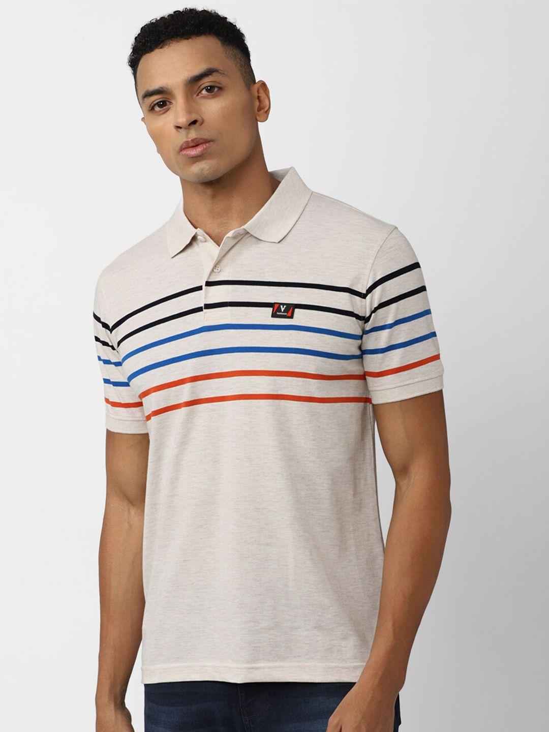 van heusen sport striped polo collar pure cotton t-shirt