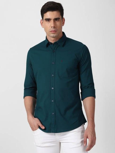 van heusen sport teal green slim fit shirt