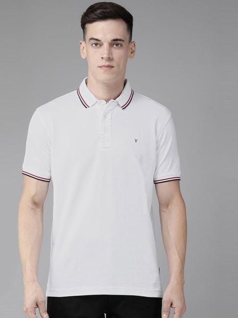 van heusen sport white cotton regular fit polo t-shirt