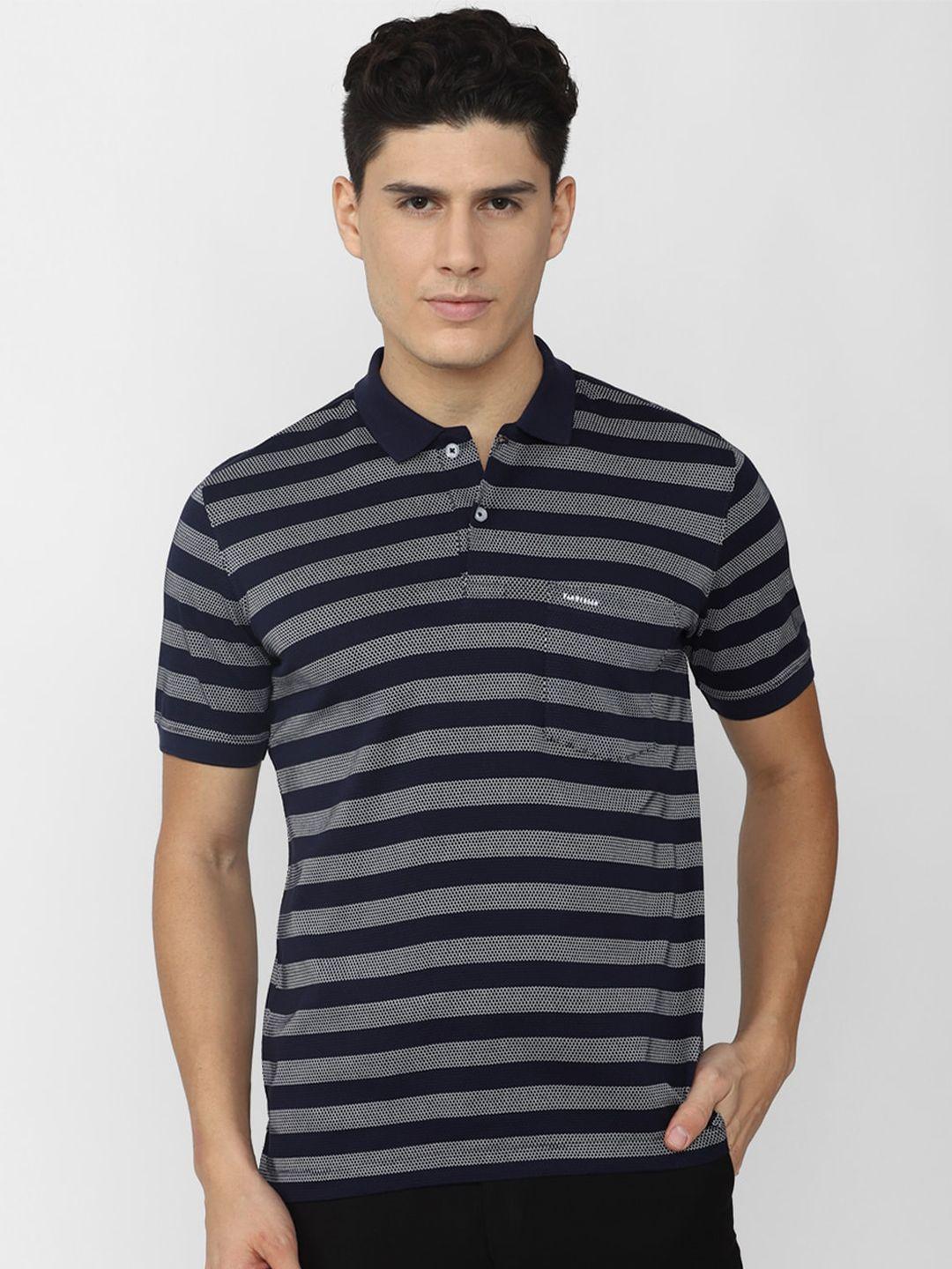 van heusen striped polo collar pure cotton t-shirt