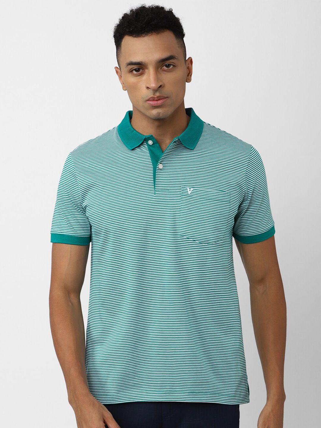 van heusen striped polo collar pure cotton t-shirt