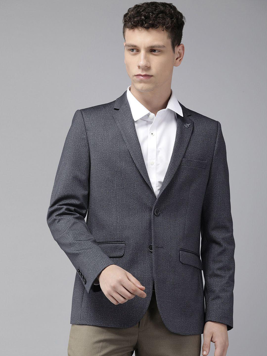 van heusen striped super slim fit single-breasted formal blazers