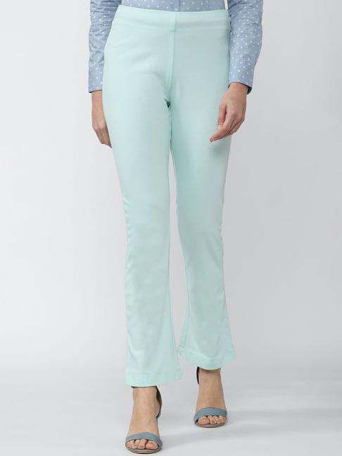 van heusen teal regular fit trousers