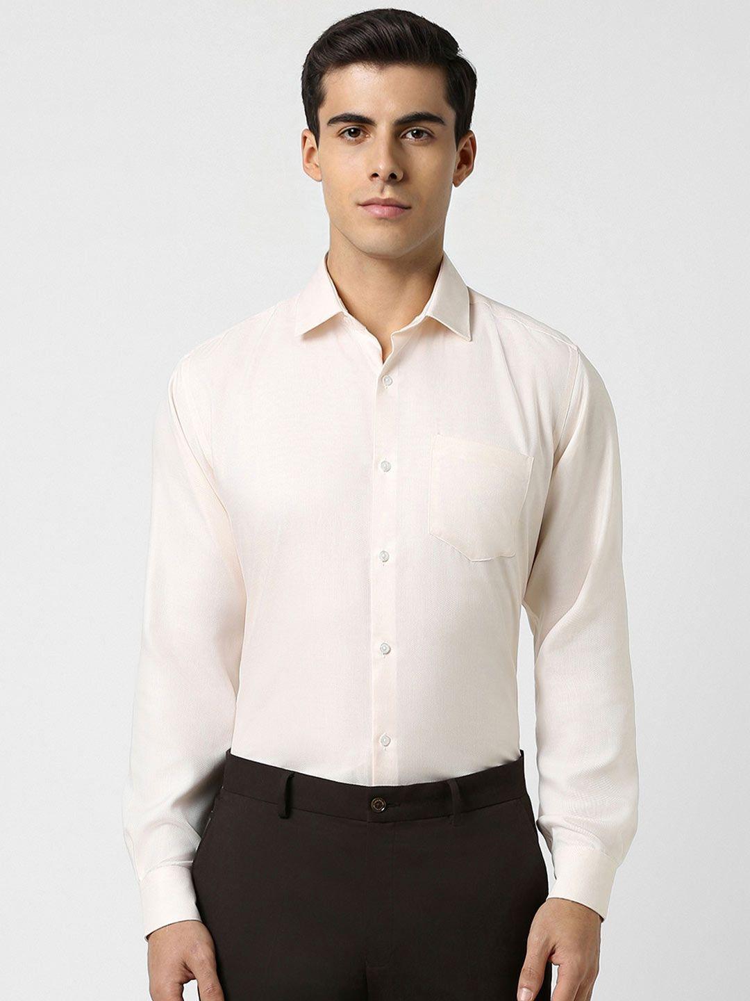 van heusen textured spread collar long sleeves cotton regular fit formal shirt