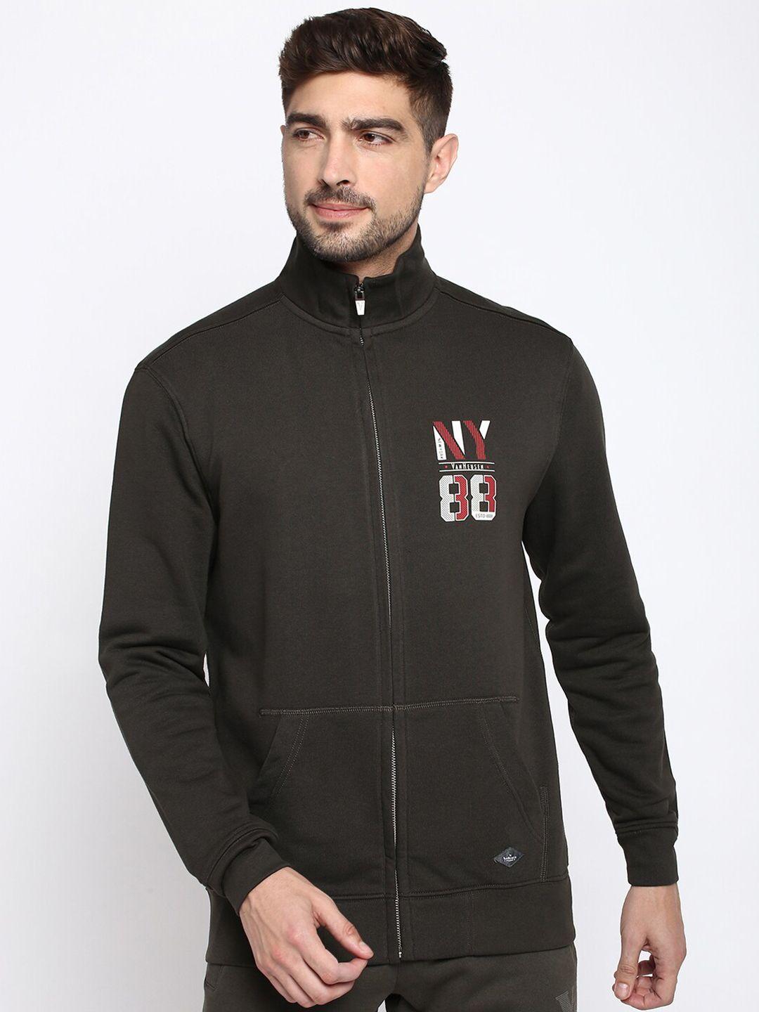 van heusen turtle neck cotton front open sweatshirt