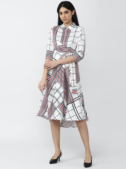 van heusen white chequered a-line dress