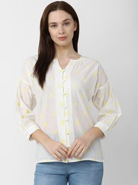 van heusen white cotton embroidered top