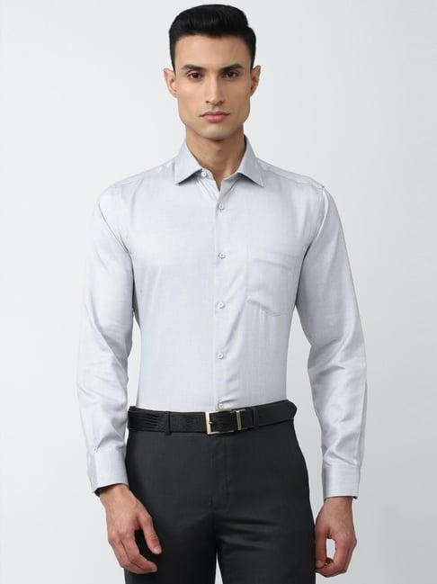 van heusen white cotton regular fit printed shirt