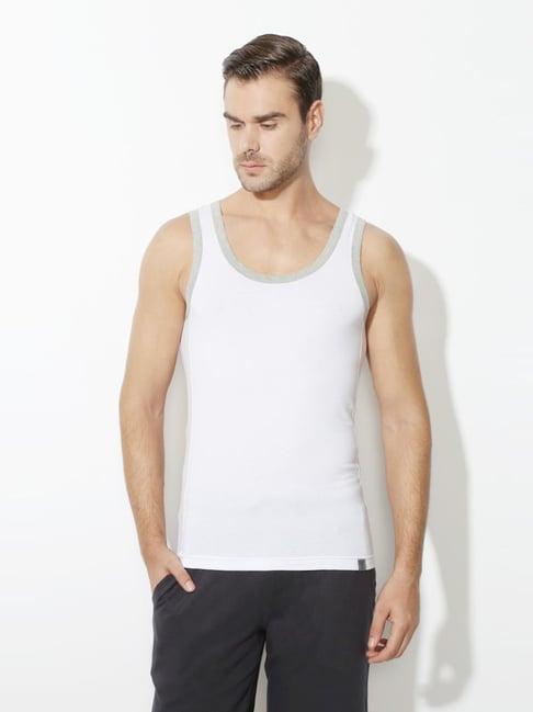 van heusen white cotton regular fit vest