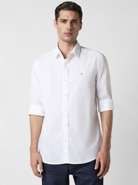 van heusen white cotton slim fit shirt