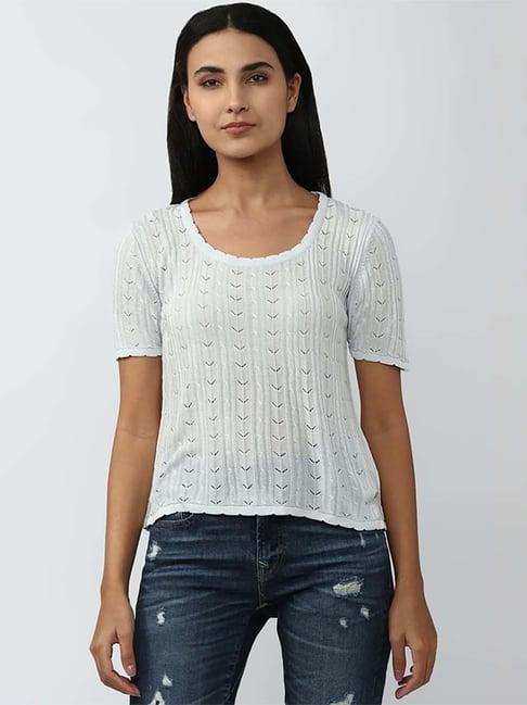 van heusen white crochet pattern top