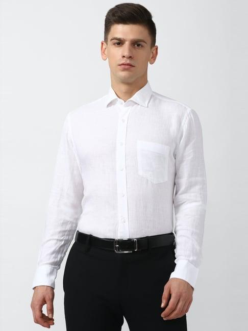 van heusen white linen slim fit shirt