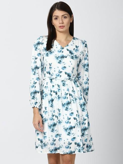 van heusen white printed a-line dress