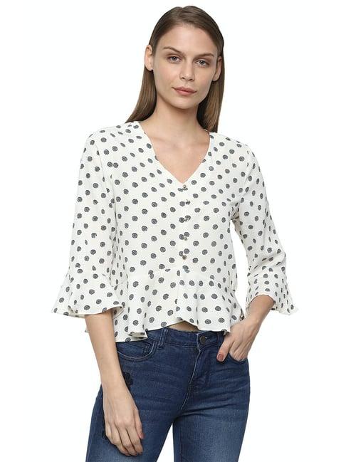 van heusen white printed crop top